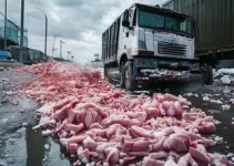 caminhão com carga de carne congelada