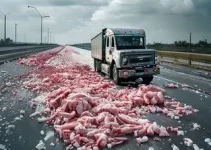 caminhão com carga de carne congelada