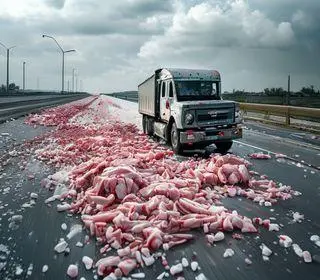 caminhão com carga de carne congelada